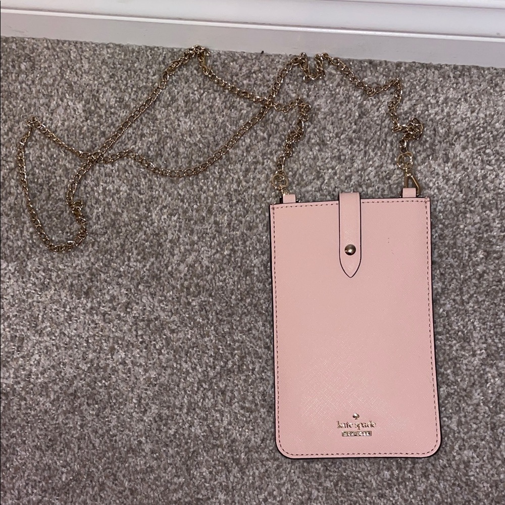 Kate Spade Blush Pink Phone Crossbody with Gold Chain